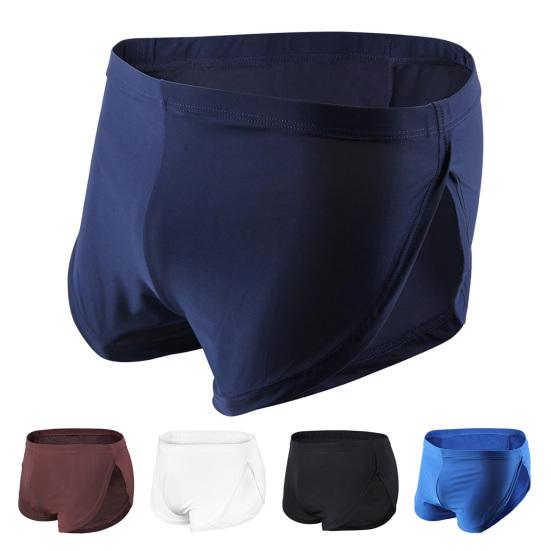 Men Boxer Underwear Low Waist Breathable Smooth Wiring Perfect Fit Shorts Panties Solid Color Loose Fit Home Underwear