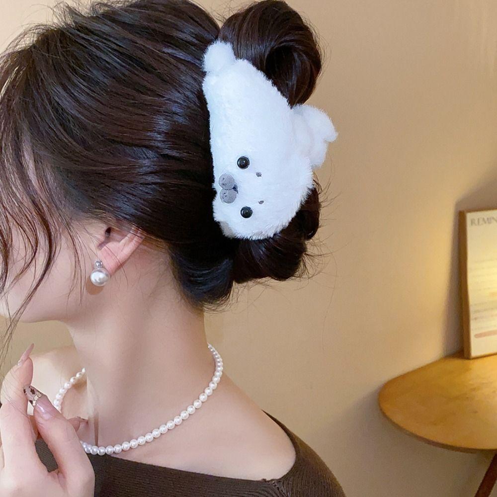 Animals Plush Hair Clip Cute Large Shark Clip Personalized Little Seal Hair Claw Female