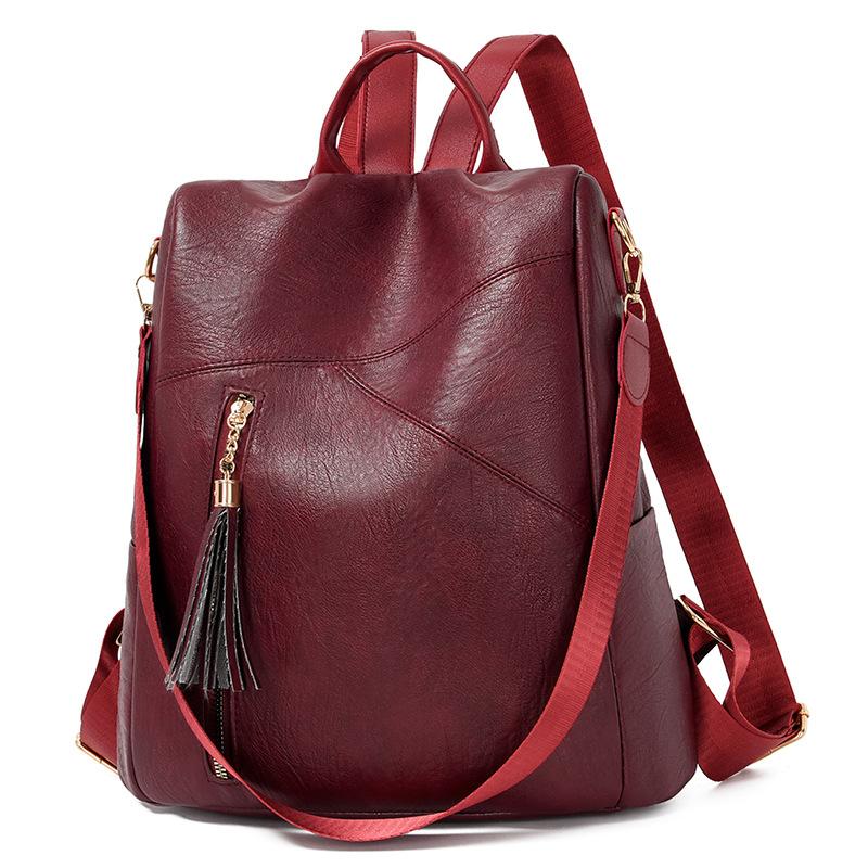 Schoolbag soft leather anti-theft backpack new fashion commuter school bag women's large capacity leisure travel backpack