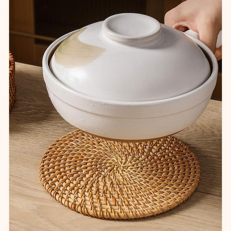1Pc Rattan Partition Anti-scalding Mat, Dining Table Mat, Bowl Mat, Plate Mat, Thermal Insulation Mat, Teapot Mat, Coaster Holder