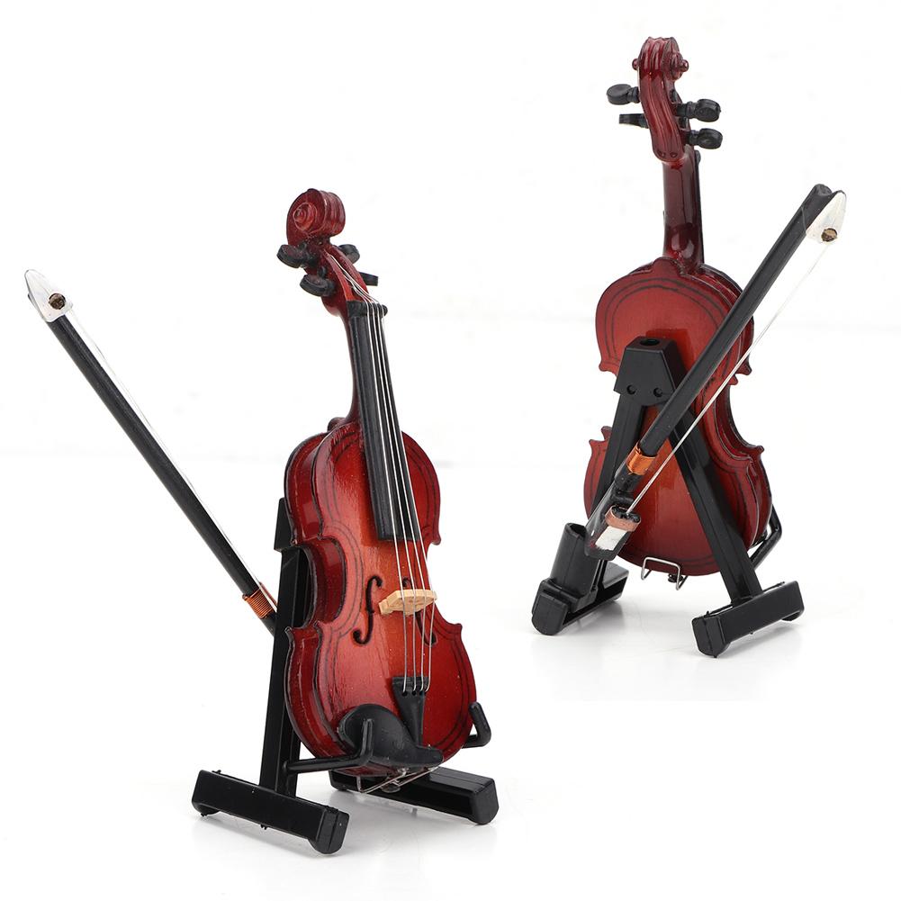 1:12 Miniature Wooden Instrument Violin Model with Box Simulation Accessory for Dollhouse