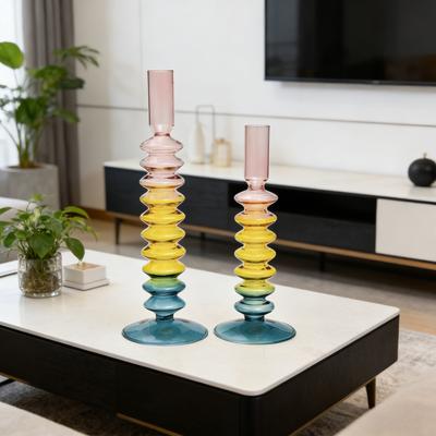 Δημιουργικό Ευρωπαϊκό Στυλ Χρωματιστό Γυάλινο Κηροπήγιο Κωνικό Κηροπήγιο Διακόσμηση Σπιτιού Σύγχρονη Σκανδιναβική Διακόσμηση Σαλόνι
