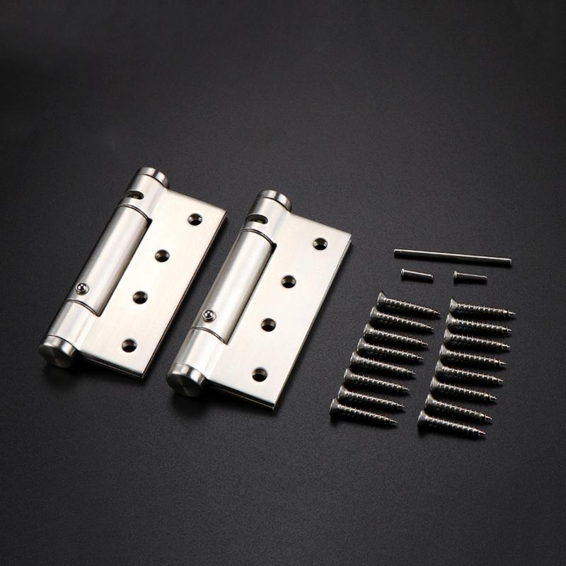 2pcs 4 Inch Invisible Door Hinges Hinge Door Closer Stainless Steel Self-Rebound Spring Positioning Closed Door Spring Hinge
