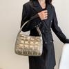 Soft Down Cotton Tote Bag Embroidered Puffy Bag Leisure Cotton-padded Handbag  Unisex