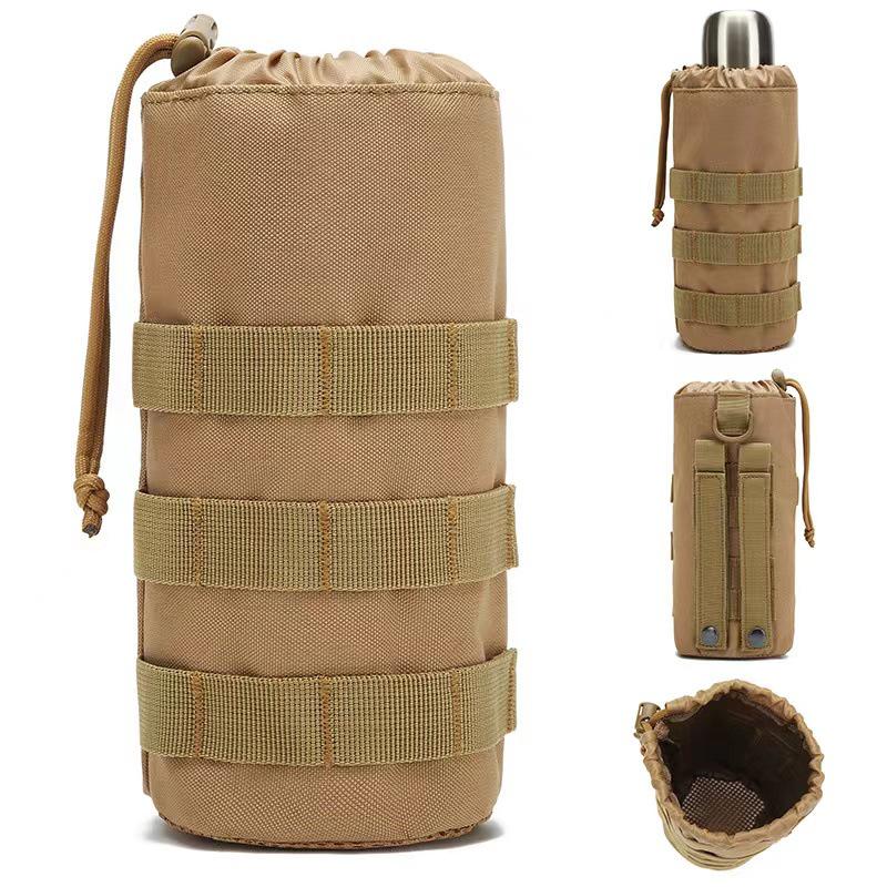 Tactical MOLLE Camouflage Water Bottle Pouch, Military Waist-Mounted Outdoor Cover.