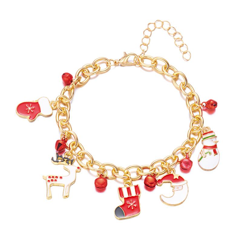 Trendy Handmade Christmas Metal Chain Bracelet for Women Exquisite Santa Claus Snowflake Elk Snowman Bracelet Friendship Jewelry