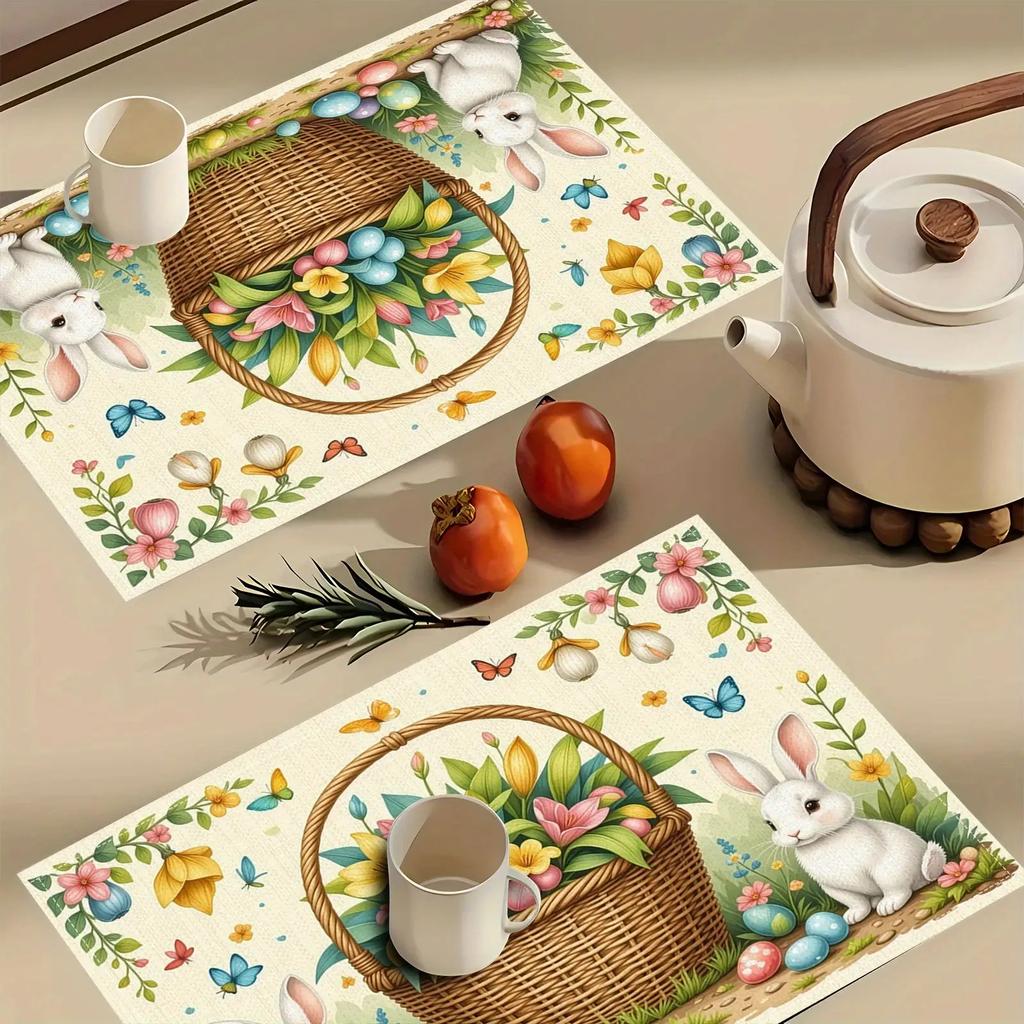 Of 2, 4, Or 6 Modern Placemats Featuring an Easter Design, Perfect for Enhancing The Beauty of Your Restaurant Or Kitchen