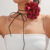 Women's Velvet Flower Choker Necklace: European, American, Korean Style, Handmade, National-Inspired Jewelry