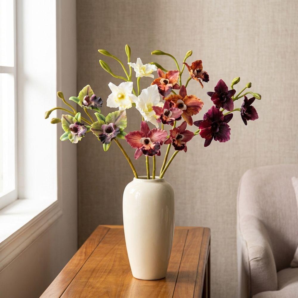 Realistická lodyha Cattleya Orchidej Realistický dotek Cymbidium Kytice Umělé květy Orchidejí Svatba