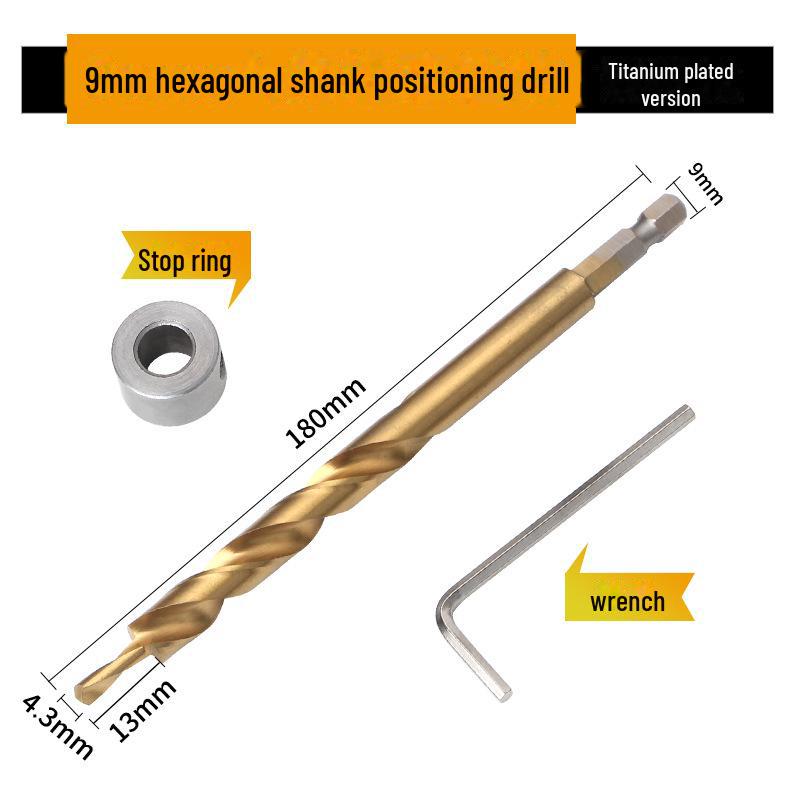 9mm HSS Woodworking Step Drill Bit for Oblique Holes, 9.5mm Hex Shank