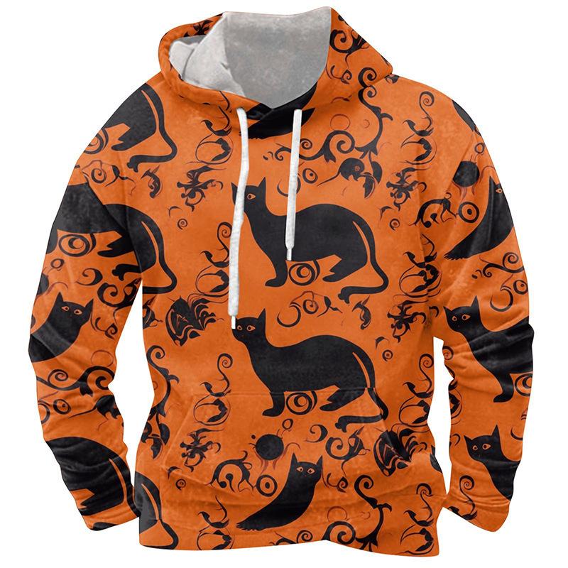 Frühling und Herbst Neuer Herren-Hoodie Halloween 3D-gedruckter Hoodie Herren Locker Lässig Langärmliger Sport-Hoodie Übergröße