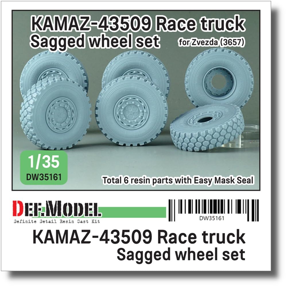 Scale Modern Russian Red Bull Rally Truck Tire Set Plastic Model Kit Parts DW35161 DEF.MODEL 1/35 KAMAZ-43509 Weight-Deforming (for Zvezda)