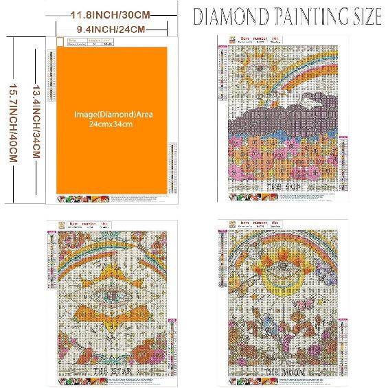 GemZono 3 Pieces Tarot Sun Moon & Stars Adult Diamond Painting Kit, 5D Diamond Art Round Full Diamond Painting Kit, Polka Dot Diamond Digital