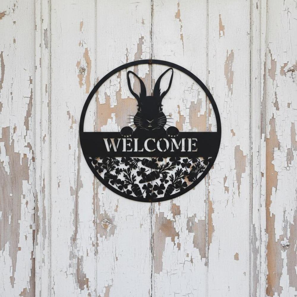 Custom Rabbit Metal Sign for Garden Wall Art Porch Decor Easter Outdoor Gift