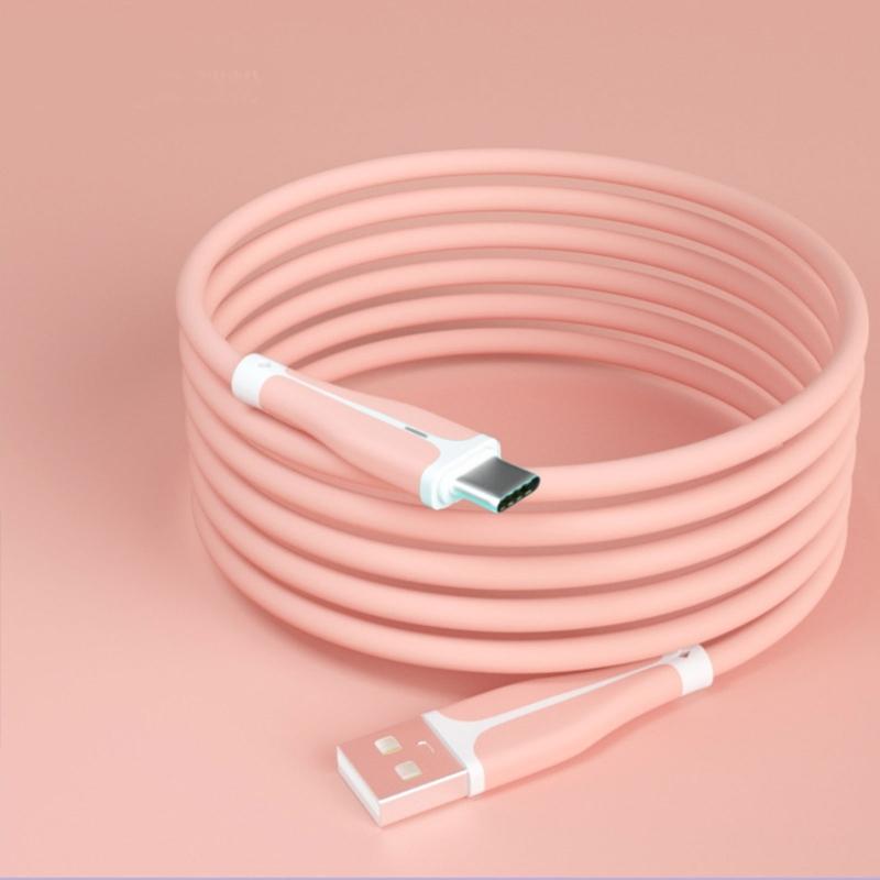 Liquid Silicone Data Cable with Lamps 3A Super Fast Charging Cable Cord Support Data Transmission for Tablets PC