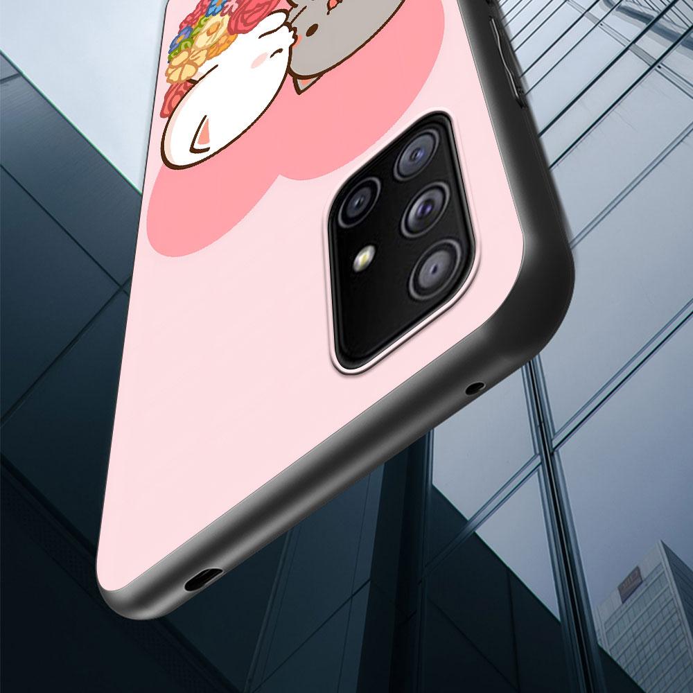 Peach And Goma Cat Case for Samsung Galaxy S23 S21 S20 FE S24 S22 Ultra S10 S10e S9 Plus Soft Black TPU Phone Cover Bumper