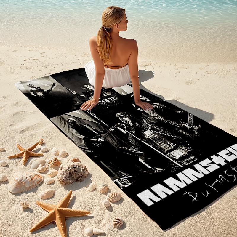 1pc Rammstein3 Beach Towel, Comfortable and Thick, and Swimming/Bath/Picnic/Camping Towel, Suitable for Seaside Beaches