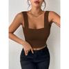 Damen Frühling Sommer Tanktop mit breiten Trägern, kurzes, eng anliegendes, formgebendes, vielseitiges Oberteil