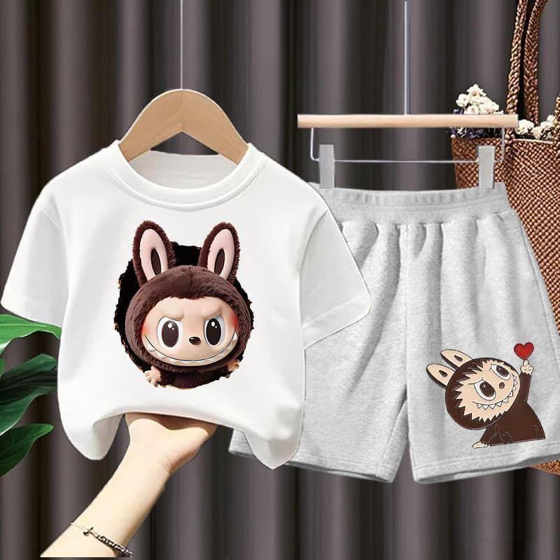 Children's LBB Short-sleeved T-shirt Top and Shorts Summer Boys' and Girls' Fashion Sets