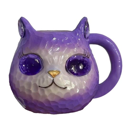 

100 мл Кружка для кошки Эргономичная ручка Устойчивая к пятнам Высокоплотная смола Чашка для питья 3D Художественная фиолетовый
