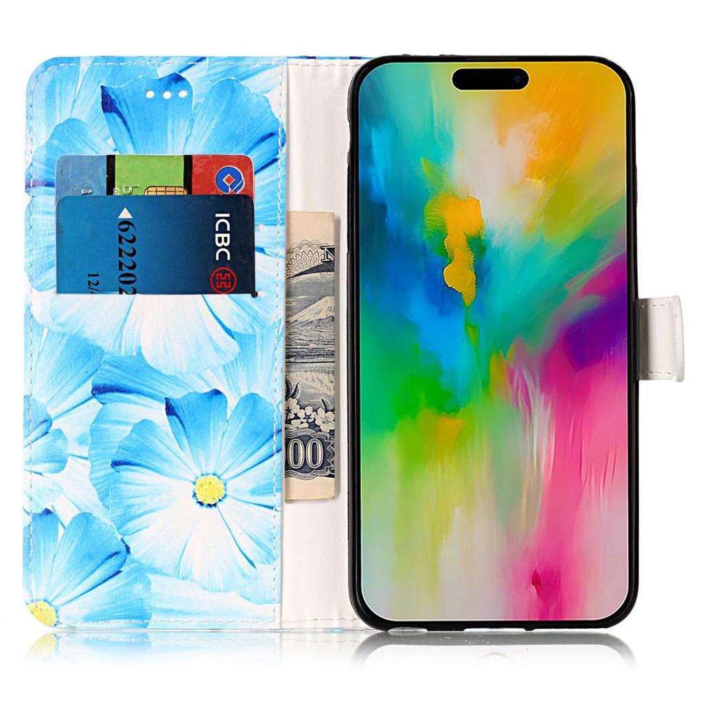 For iPhone 16 Case Pattern Stand Leather Phone Cover Card Slots Design