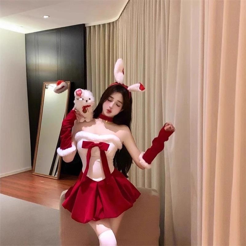 Christmas wear female bunny uniform suit red tube top New Year's Eve robe temperament atmosphere sexy dress