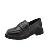 Spring and autumn new thick-soled comfortable small leather shoes women's retro black soft leather single shoes