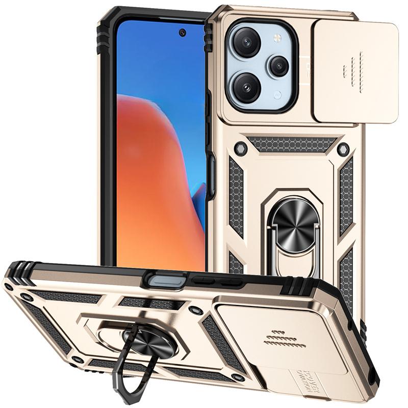 Do etui Xiaomi Redmi 12 4G z pierścieniem, odporne na wstrząsy etui na telefon Redmy Redmi 12 Redmi12 4g 2023, osłona obiektywu Slide