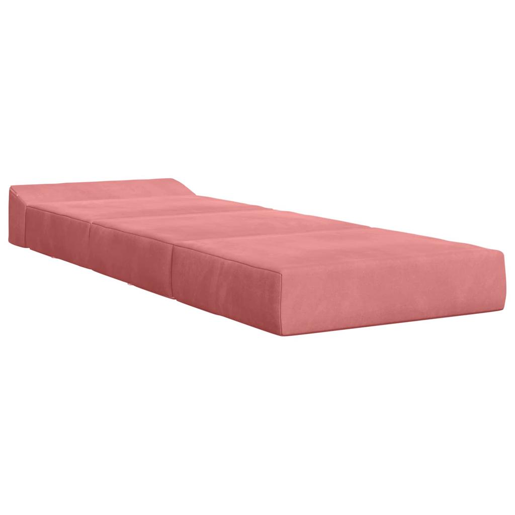 Folding Sofa Bed Pink 200 x 70 x 15 cm Velvet