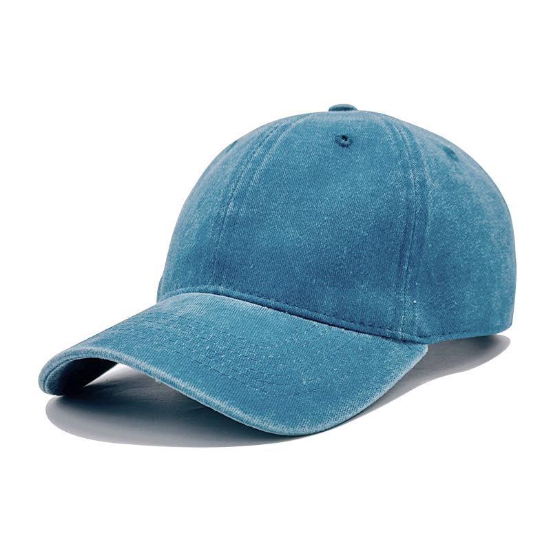 Unisex Washed Cotton Denim Baseball Cap - Distressed Plain Solid Color, Soft Sunshade Hat