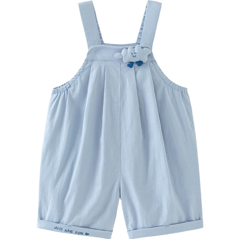 Minibala Baby Unisex Faux Denim Capri Overalls