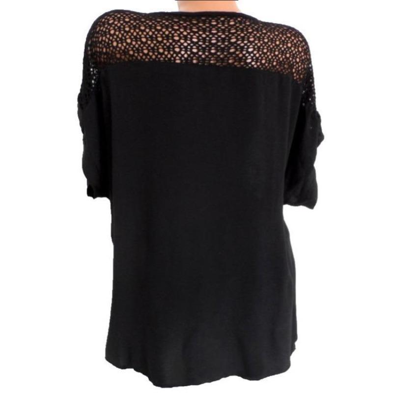 EastRogue Women's Fashion Casual Summer Embroider Solid Color Short Sleeve V-Neck Blouses & Shirts