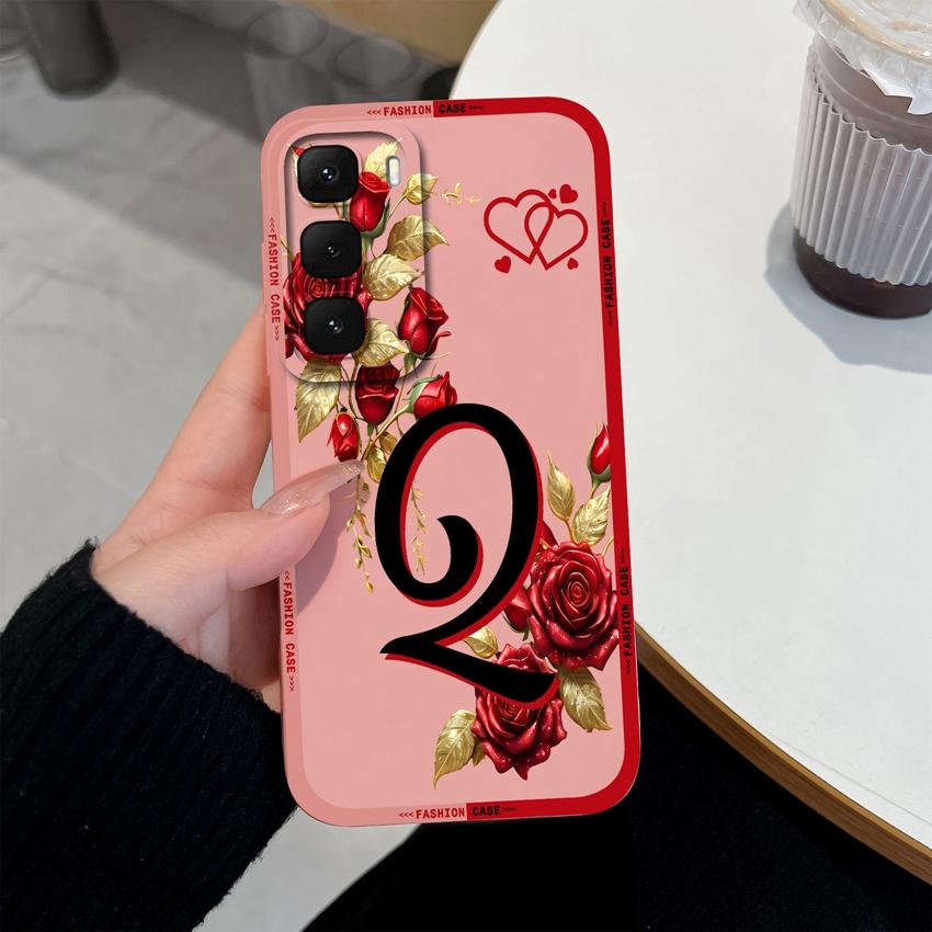 For Infinix Hot 60 50 40 Pro Plus 60i 50i 30i 30 Play Phone Case Creative Golden Letter Pattern Soft Matte Silicone Back Cover For Infinix Bumper Capa