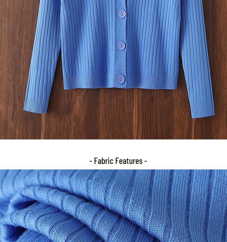 2025 Women's V-neck Loose Knit Cardigan - Short, Long Sleeve Sweater for Spring & Autumn