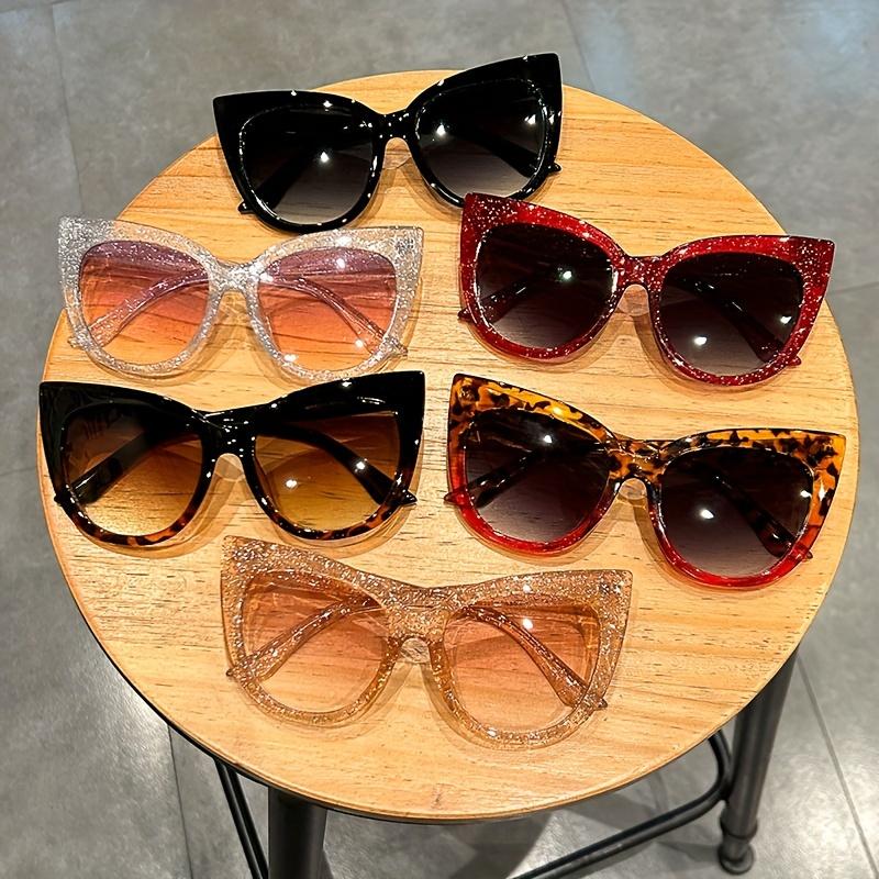 Retro Gradient Lens Cat Eye Sun Shades - Large Sunglasses For Women - Leopard Fashion For Vacation Beach Party