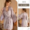 Meilikou's simulated silk high-end home nightgown, ice-feeling silky smooth solid-color morning gown, and wear a nightgown outside.