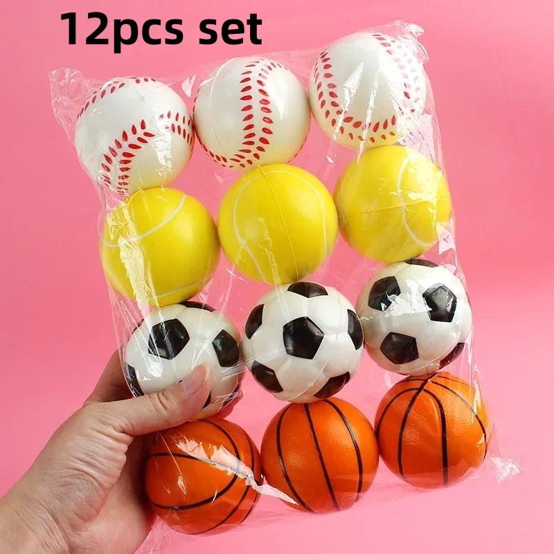 Sports Stress Balls Mini Foam Soccer Ball, Basketball, Football, Baseball Stress Toys for Anxiety Relief Birthday Party Supplies