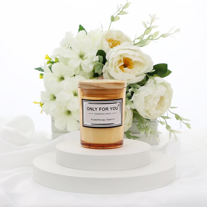 Multicolor Wooden Lid Soy Wax Aromatherapy Candle Gift