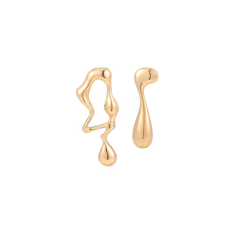 European and American jewelry liquid irregular geometric stud earrings sweet and cool personality design sense simple alloy water drop earrings