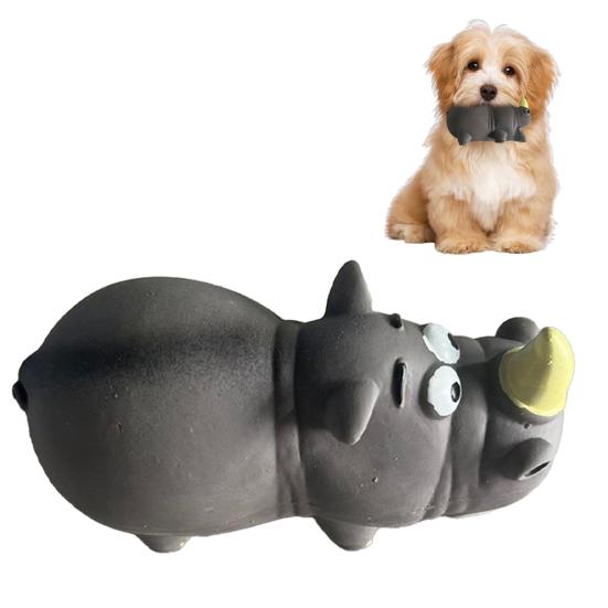 Pet Toys Rhino Shape Toy with Sound Design Flexible Bite-Resistant Latex Dog Toy Teeth Cleaning Relieve Anxiety Chew Toy