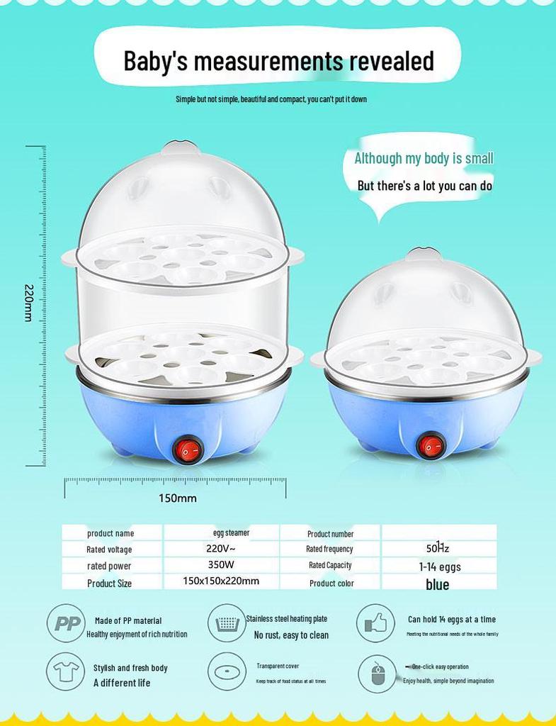 Compact Multi-Functional Egg Steamer with Auto Shut-Off for Single Eggs and Custard