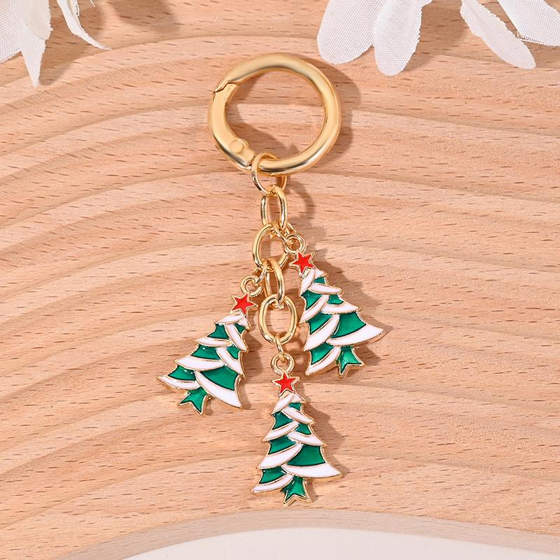 New Christmas Tree Santa Claus Keychains Bag Charm For Women Exquisite Bag Pendant Car Key Ring Jewelry Christmas Gift