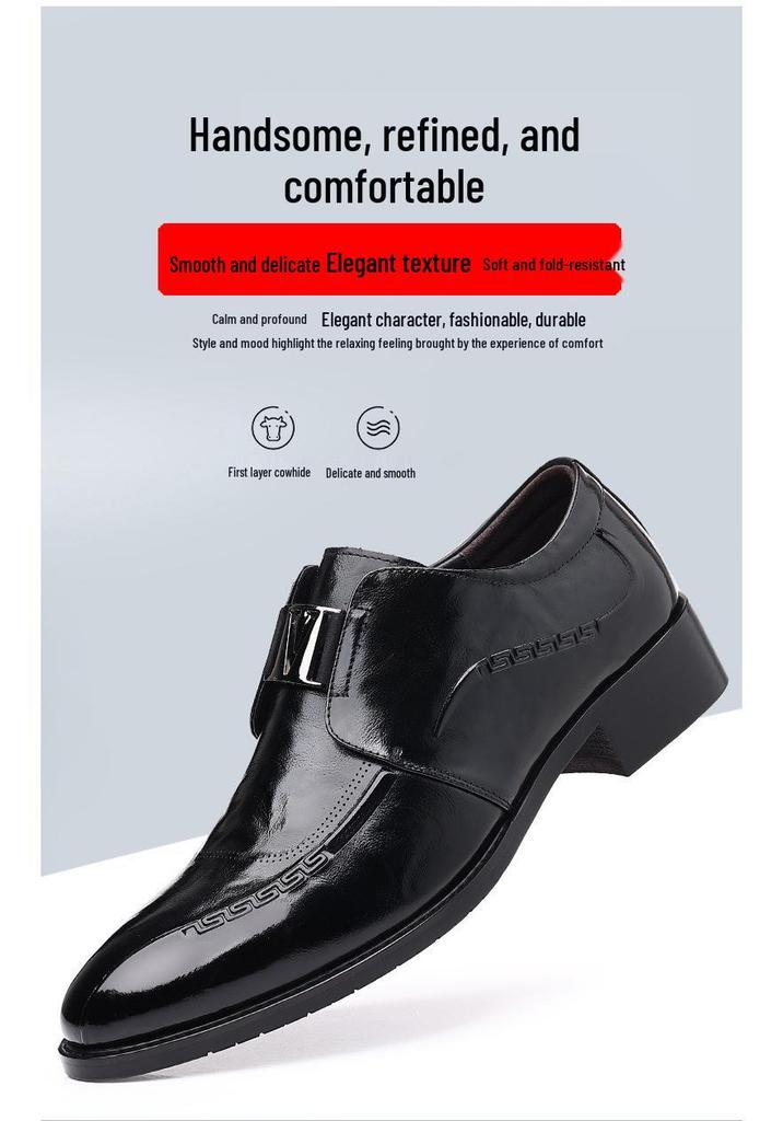 Men's Genuine Cowhide Leather Slip-on Shoes - Breathable, British Style, Formal/Casual