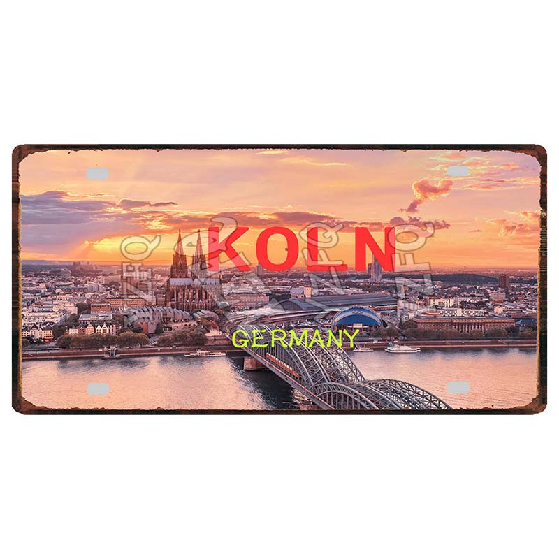 YZFQ30X15CM Bonn Rotterdam Manchester City Retro Tin Metal Sign Travel Souvenir Wall Pub Shop Home Garage  Art Decor  DC-1297B