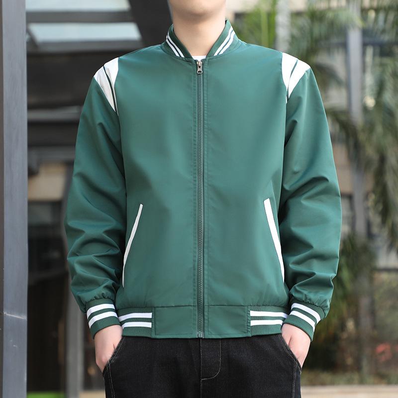 Baseball Collar Jacket Men's Korean Style Slim Social Spirit Young Man Versatile Coat