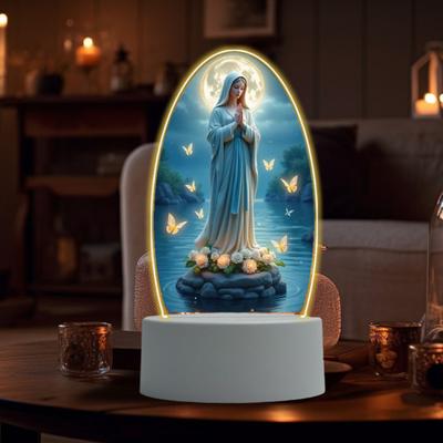 Guadalupe Virgin Prayer Lamp USB Powered Warm Light Soft Glow Catholic Night Light LED