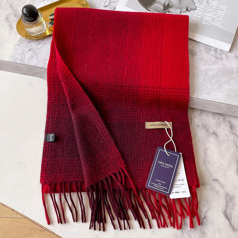 Cashmere scarf winter women's versatile corrugated plaid thickened scarf