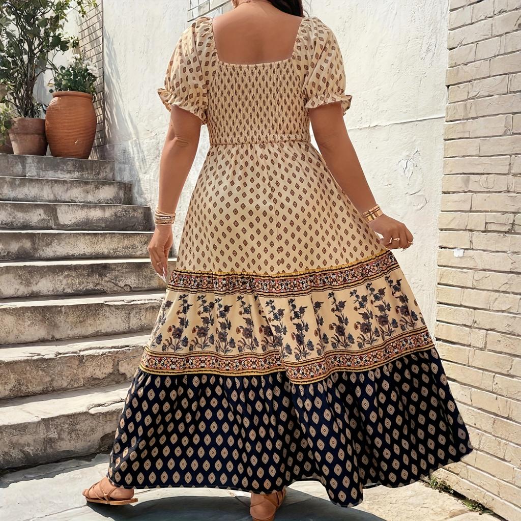 Women's Dress Casual Flowy Dresses  R-neck Vocation Boho Beach Sundress