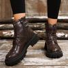 Large Size Thick-soled Thick-heeled Martin Boots for Women, Autumn and Winter New Style Belt Buckle Fashion Boots for Women