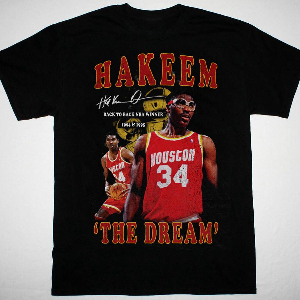 NEW Hakeem Olajuwon signed black T-shirt short sleeve  JJ4220 Unisex T-Shirt XXXXL